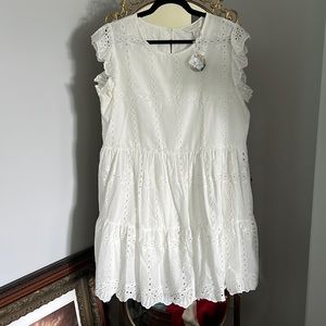 New , never worn white sun dress.  Cotton eyelet